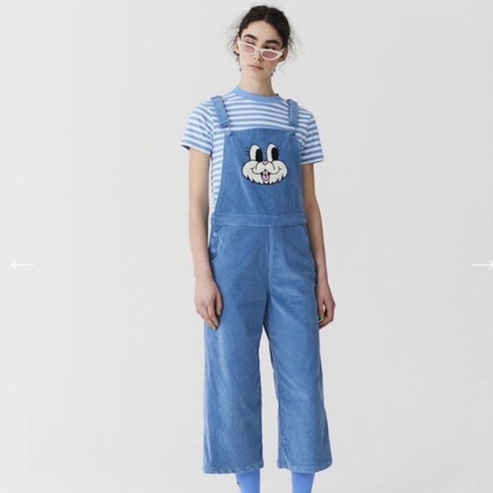 Lazy‎ Oaf x Esther Bunny Collab Corduroy Overalls Rare Kawaii Graphic Cute Artsy